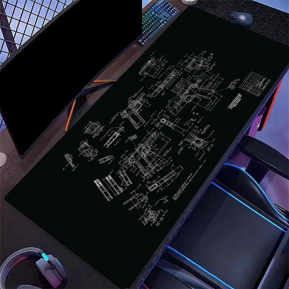 Pc Gaming Drawing - Aircraft Blueprint Drawing Extended Gaming Mouse