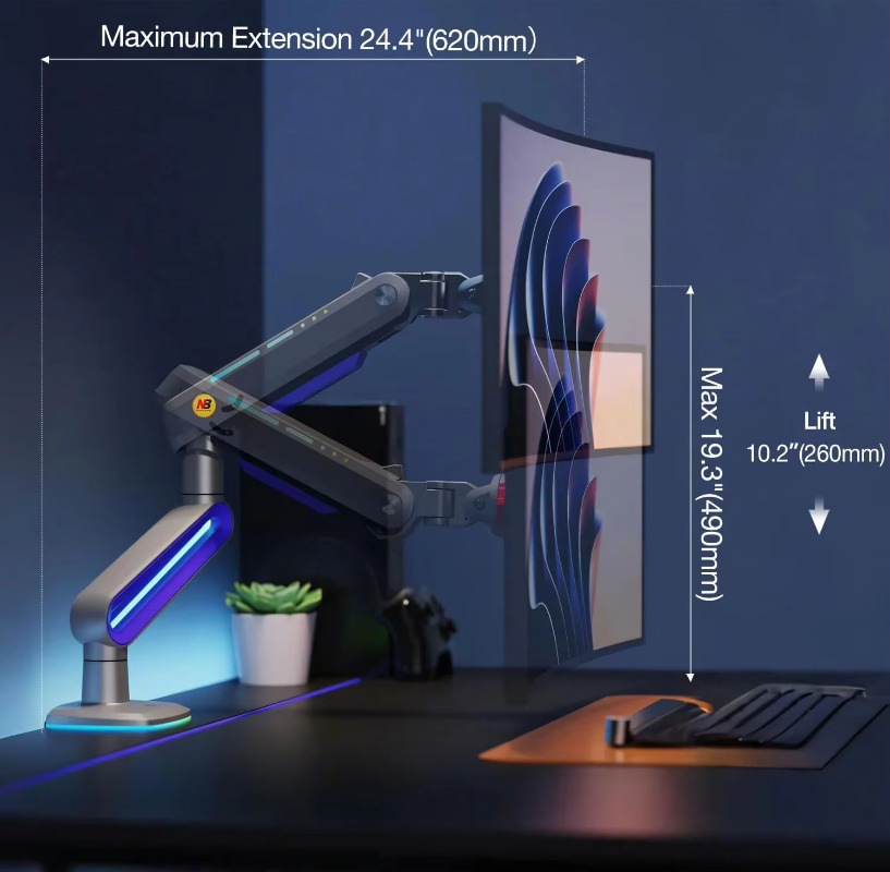 ERGONOMIC Gaming Monitor Arm f - Monitor Stand recension och pris