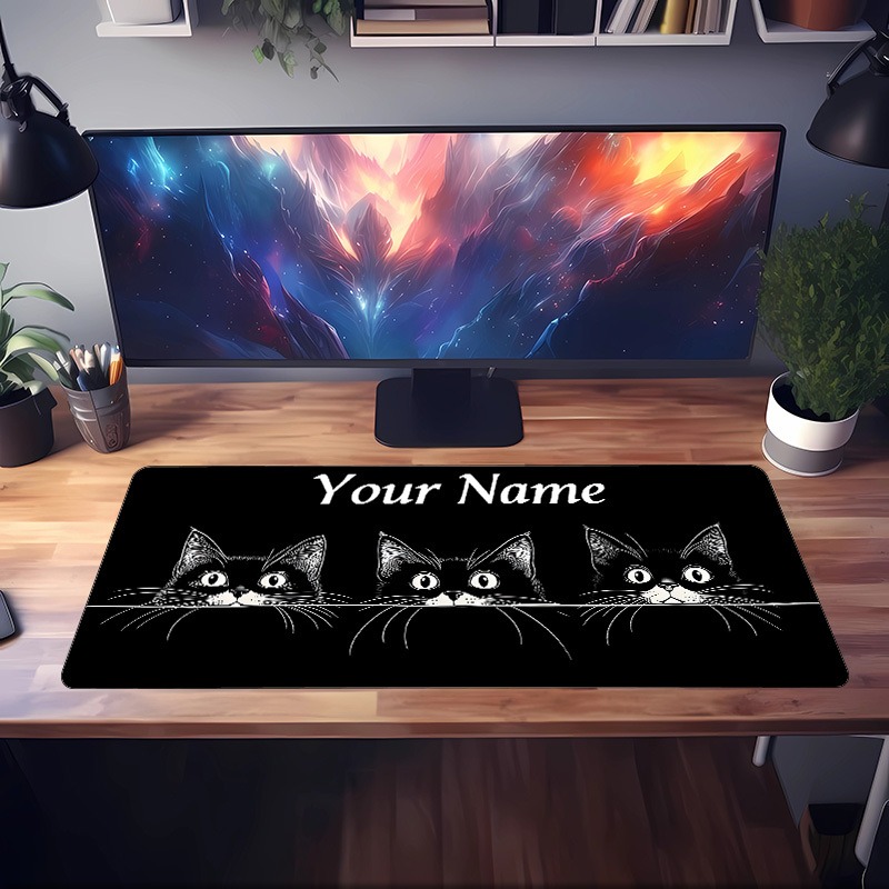 Cute 3 Black Cats Custom Desk  - Pc Gaming Names recension och pris